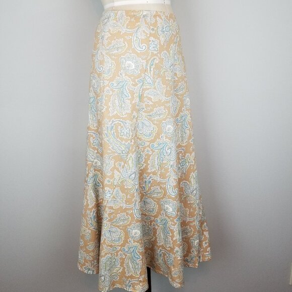 Pretty Feminine Midi Length Mint & Cream Floral Print A Line Skirt Ladies Size 6 - Picture 5 of 6